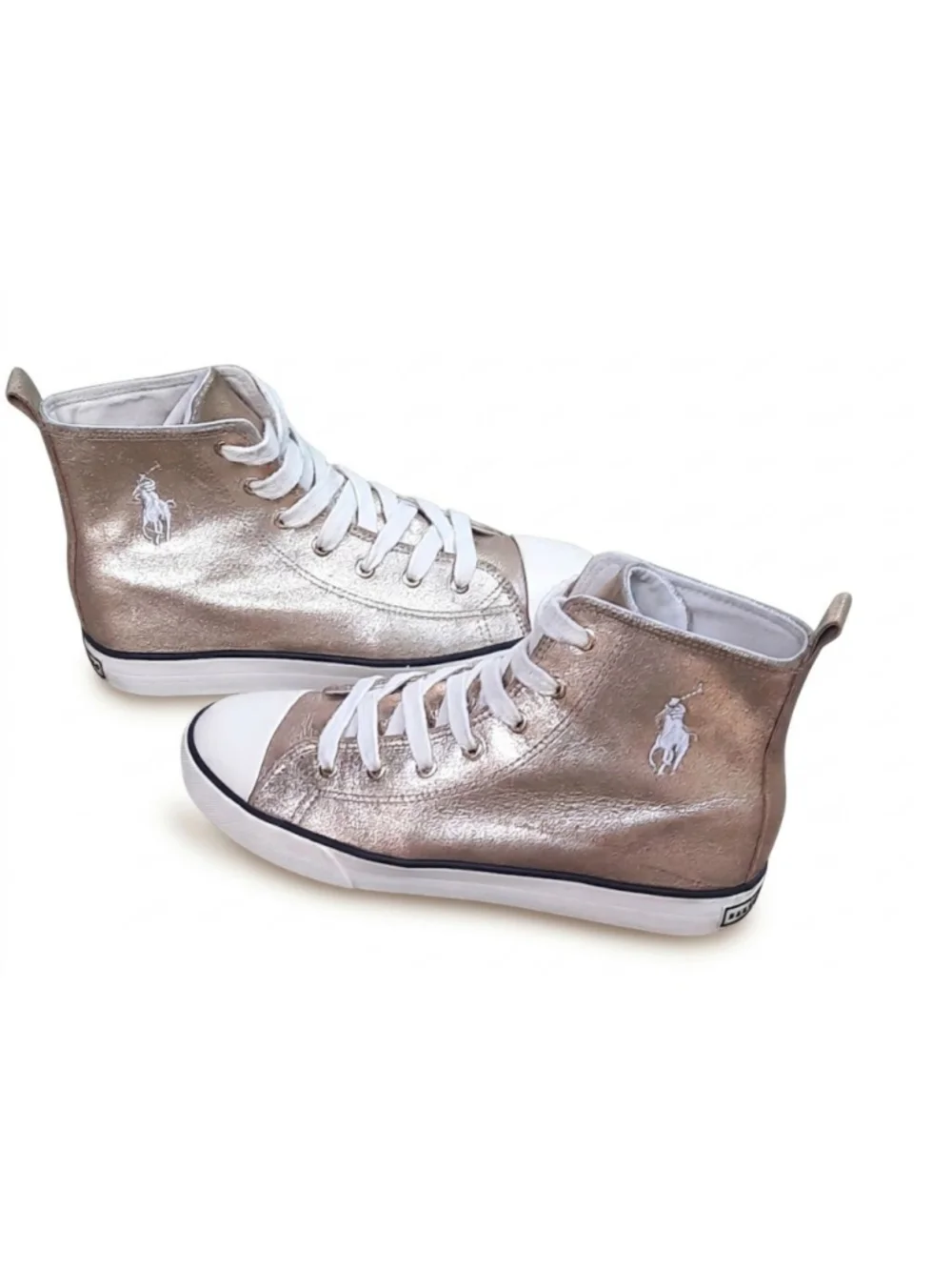 Polo Ralph Lauren Metallic Gold Sparkle Canvas High Top Sneaker - Women's Size 7